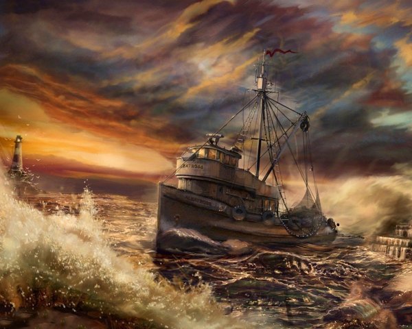Море корабль моряки