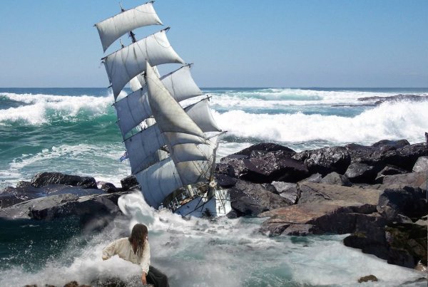 Море волны корабль