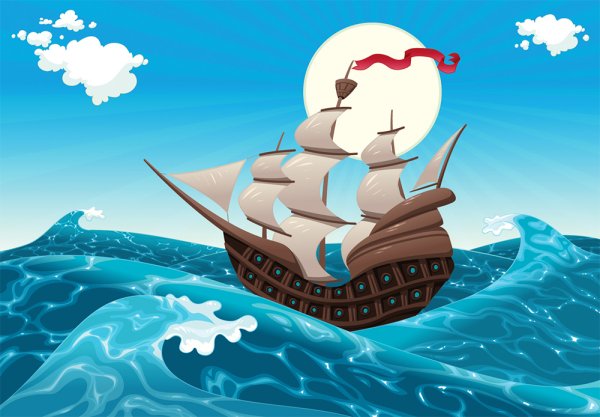 Корабль в море для детей