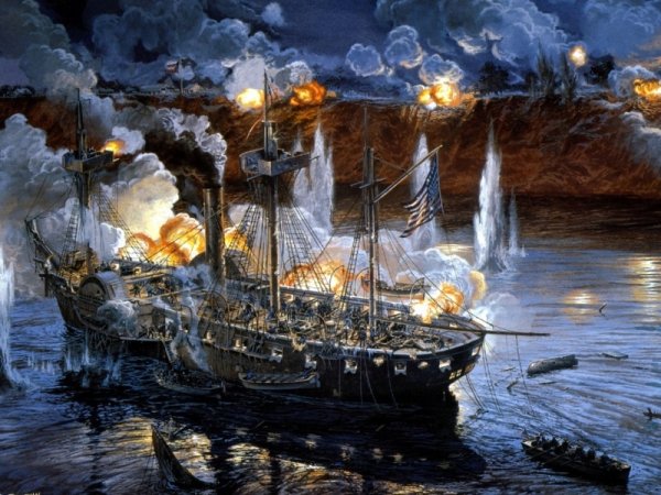 Морские баталии художник Абраам Хантер