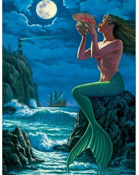 Русалка в лунном свете