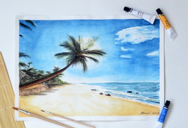 Рисование маркерами пляжи