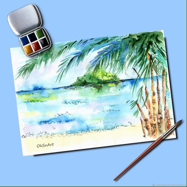 Море рисунок маркерами