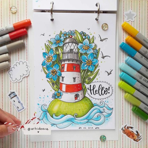 Рисунок моря фломастерами