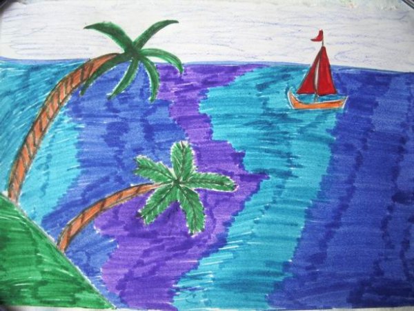 Рисование маркерами пляжи