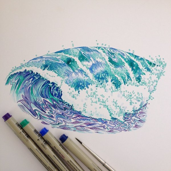 Морское дно цветным карандашом