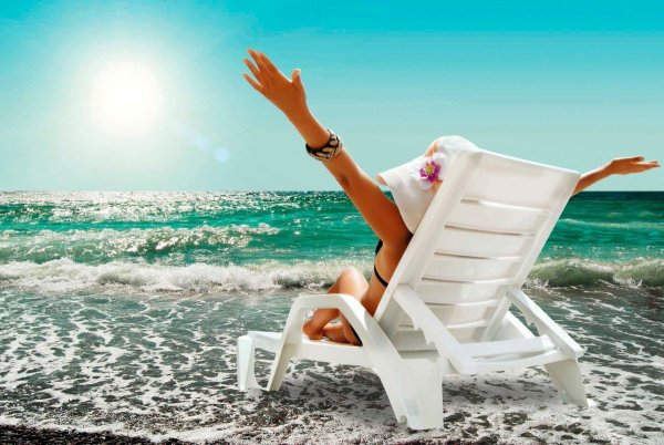 Пляж пальмы шезлонг