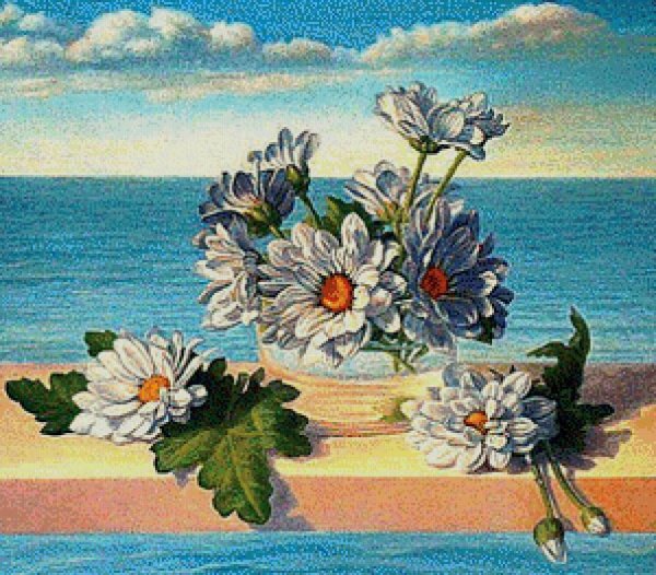 Букет ромашек на море