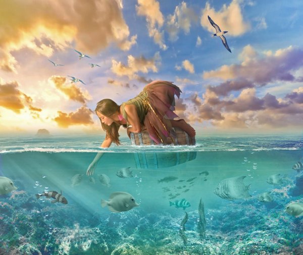 Креативные фотоманипуляции море солнце песок