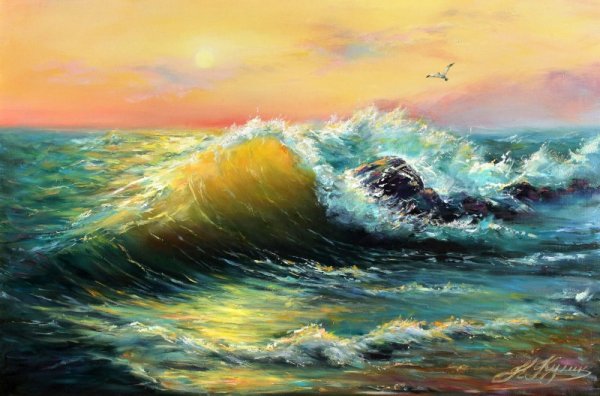 Волна живопись маслом