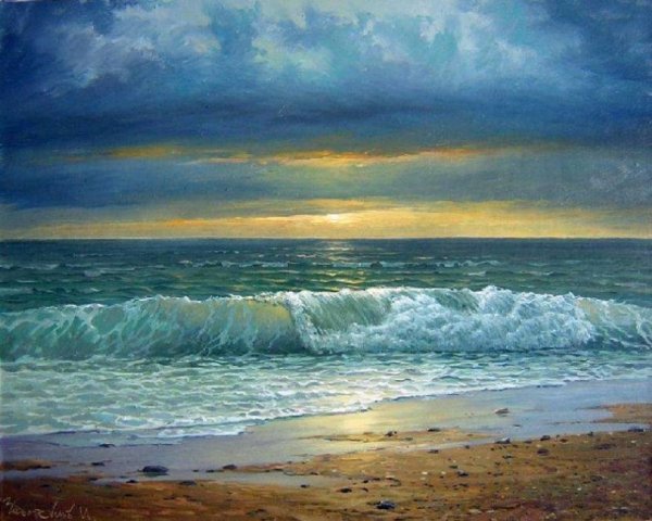 Бурное море об скалу