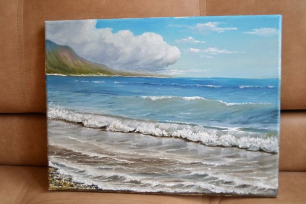 Морской пляж маслом на холсте