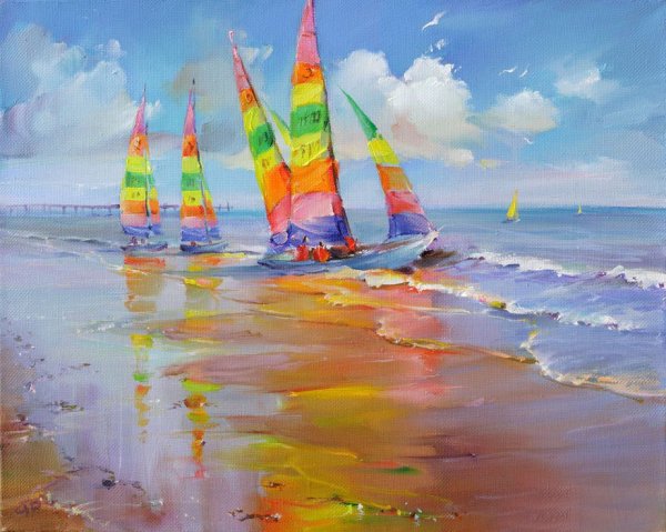 Море на круглом холсте