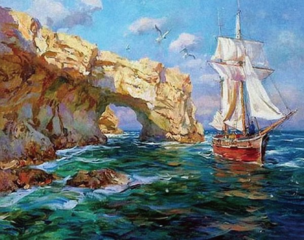 Бирюзовое море акварель