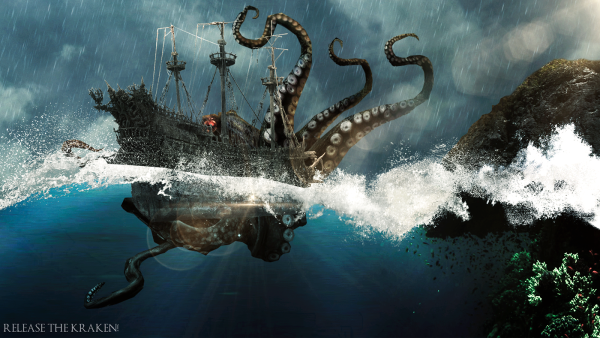 Кракен Морское чудовище пираты Карибского моря