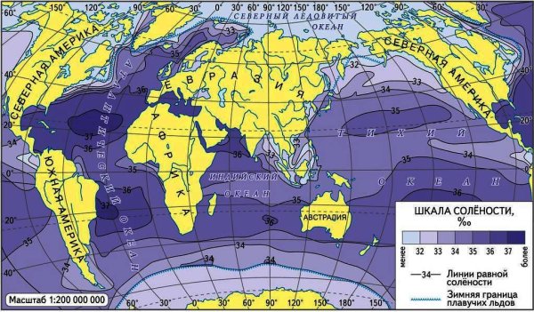 Карта солёности вод