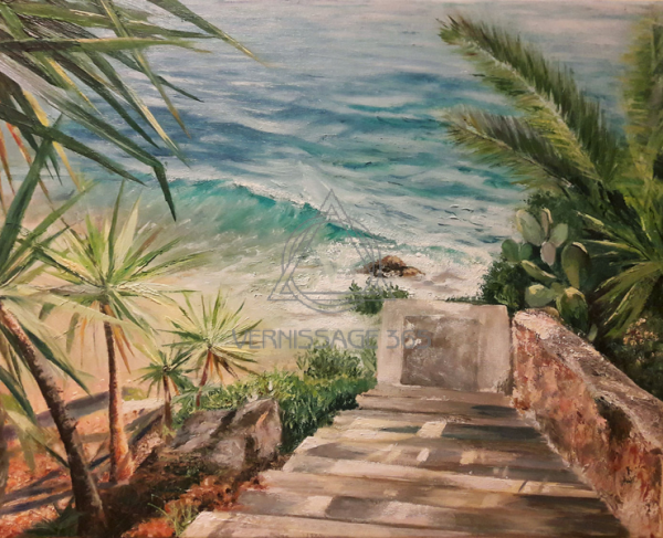 Красивый спуск к морю арт