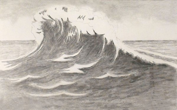Рисунок волны моря карандашом