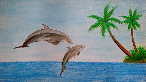 Нарисовать море карандашом