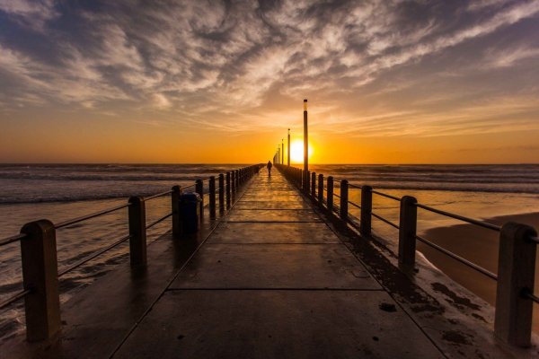 Закат море мост