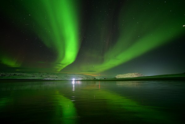 Баренцево море Северное сияние