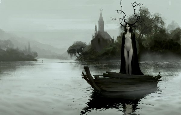 Русалка лежит в воде