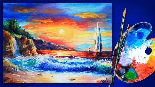 Картины акрилом пляж