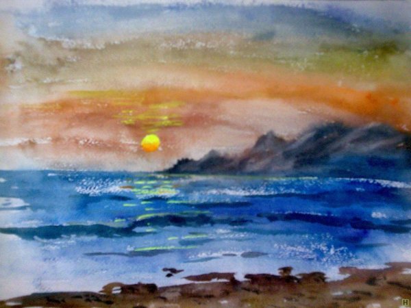 Море на круглом холсте