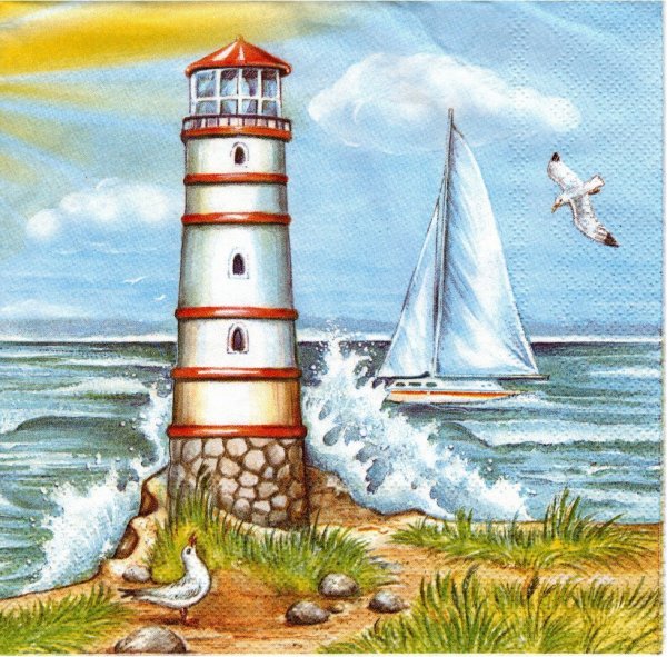 Маяк акварелью