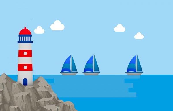 Морской пейзаж с маяком