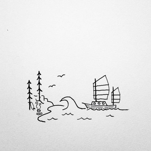 Закат рисунок карандашом