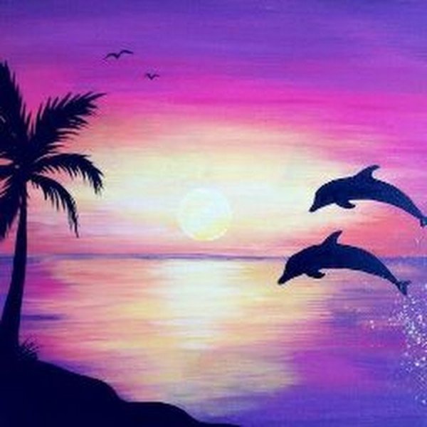 Дельфины карандашом