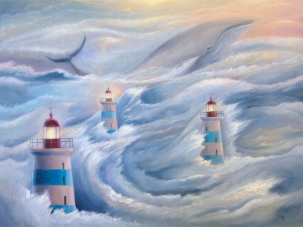 Маяк Токаревского акварель