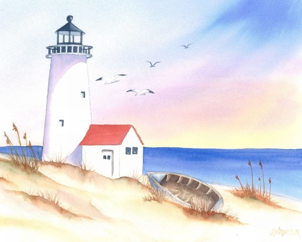 Живописный Маяк и город на берегу