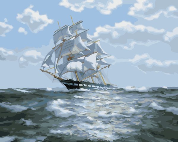 Белый парусник в море