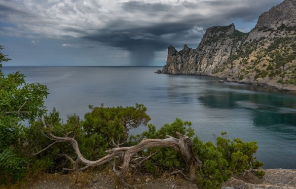 Море бухты скалы Крым