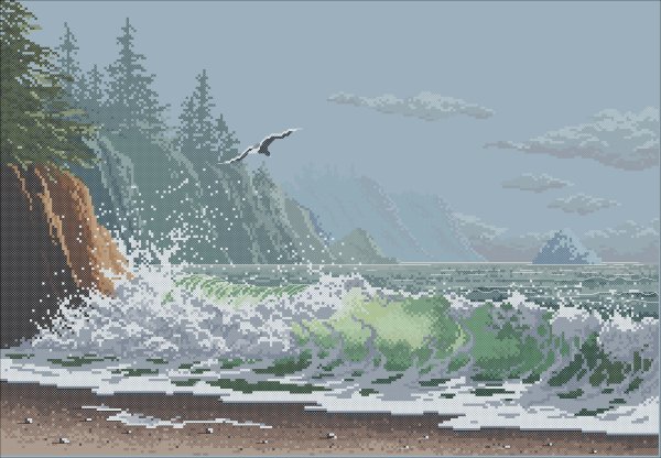 Вышивка крестом Наталья Пышнограева бушующее море