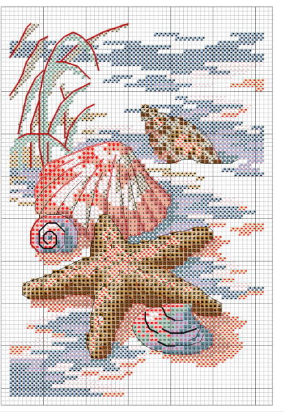 Вышивка крестом девочка и море