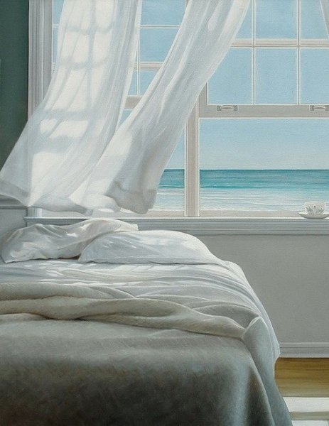 Вид из окна на море живопись