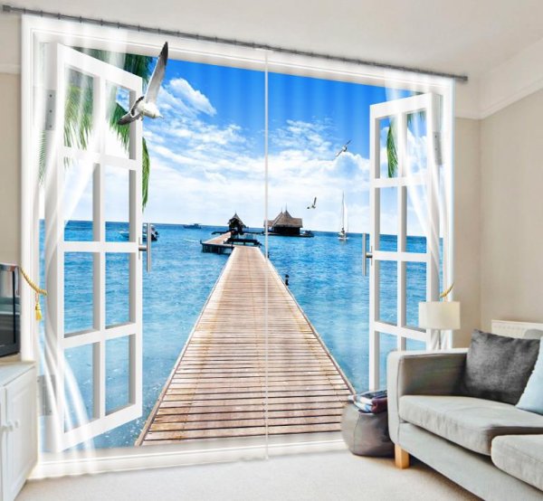 Фотошторы в интерьере реальные