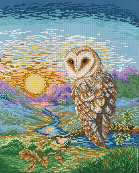 Вышивка крестом Сова сипуха