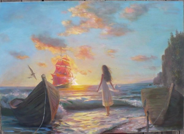 ВАНГОГВОМНЕ картина по номерам "Ассоль в ожидании встречи", 40х50 см