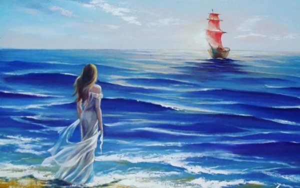 Картина маслом Алые паруса Ассоль