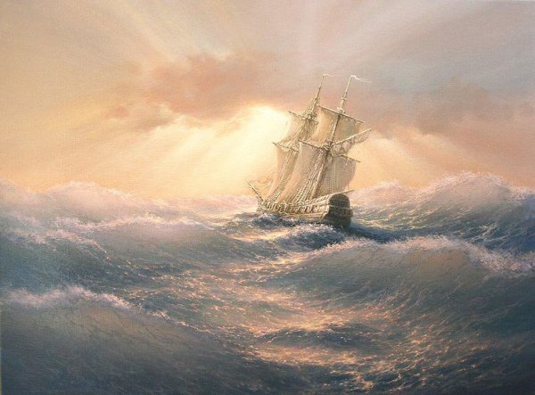 Художник Иваненко морской пейзаж корабль
