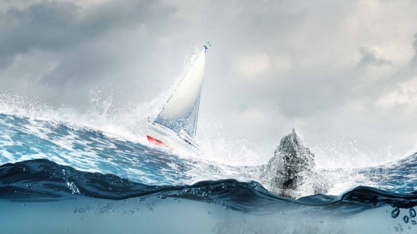 Яхта море волны