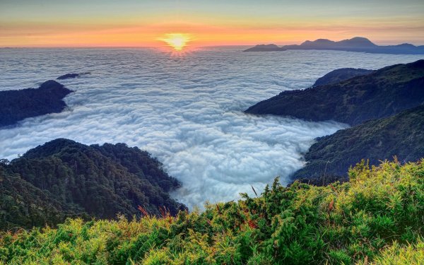 Природа горы море закат