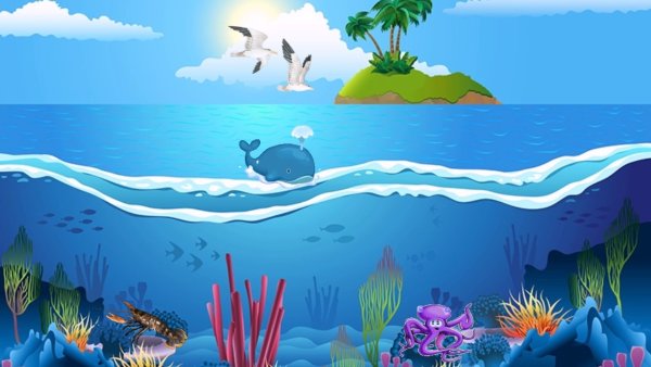 Поверхность океана нарисованная