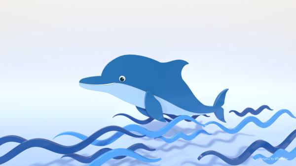 Дельфины на голубом фоне