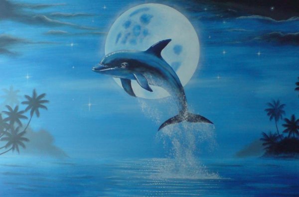 Пейзаж с дельфинами