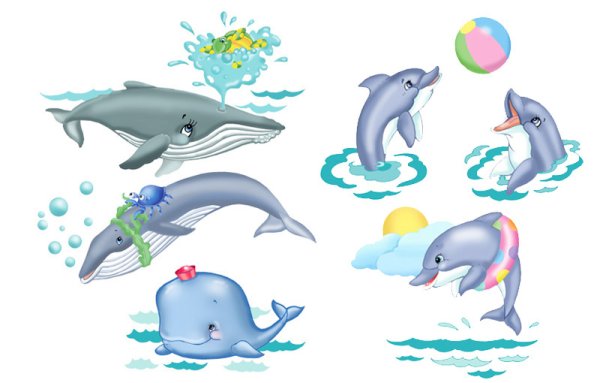 Морские обитатели для детей Дельфин